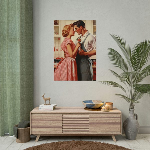 Retro Kitchen Romance Poster