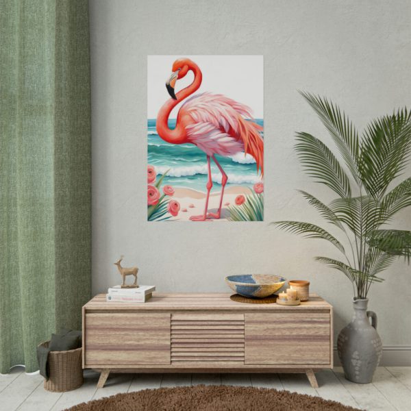 Flamingo On Tropical Beach Poster