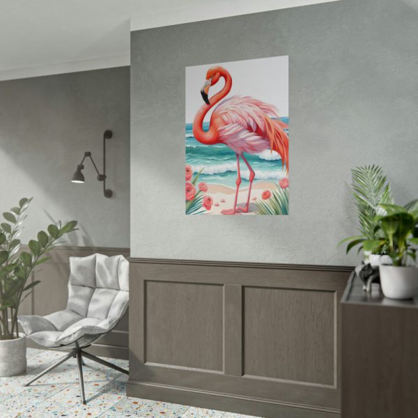 Flamingo On Tropical Beach Poster