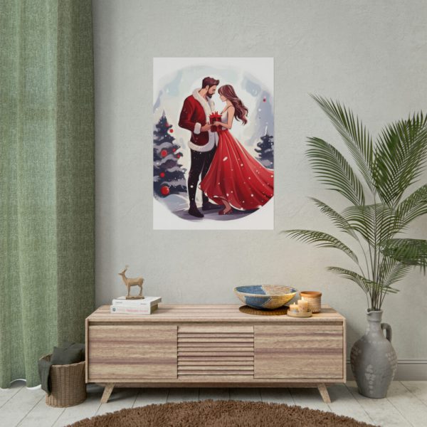 Christmas Romance Couple Art Poster