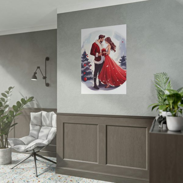 Christmas Romance Couple Art Poster