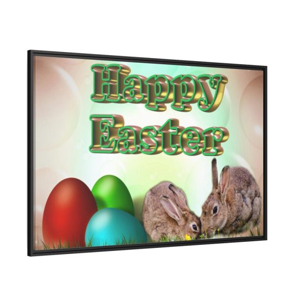 Two Easter Bunny with Eggs Framed Canvas