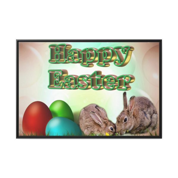 Two Easter Bunny with Eggs Framed Canvas