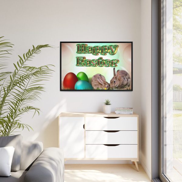 Two Easter Bunny with Eggs Framed Canvas