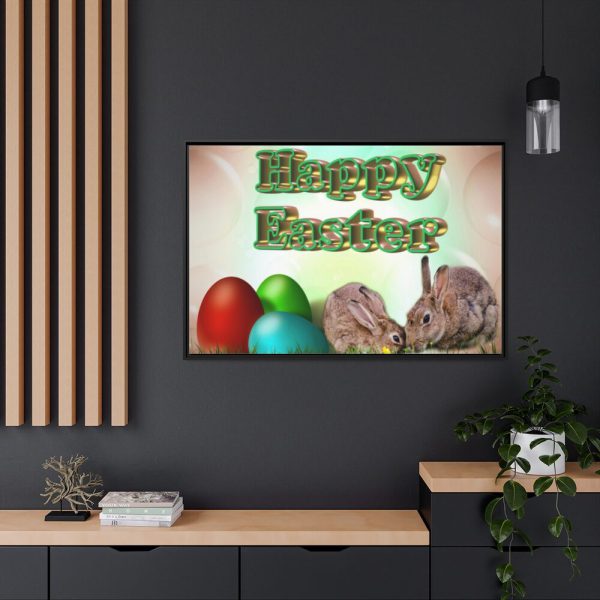 Two Easter Bunny with Eggs Framed Canvas
