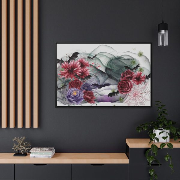 88289-179.jpg Flowers And Bats Halloween Framed Canvas