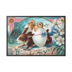 Vintage Easter Bunny Chick Framed Canvas - Image 2