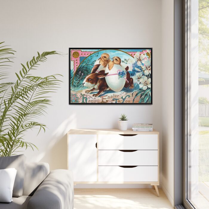 Vintage Easter Bunny Chick Framed Canvas - Image 4
