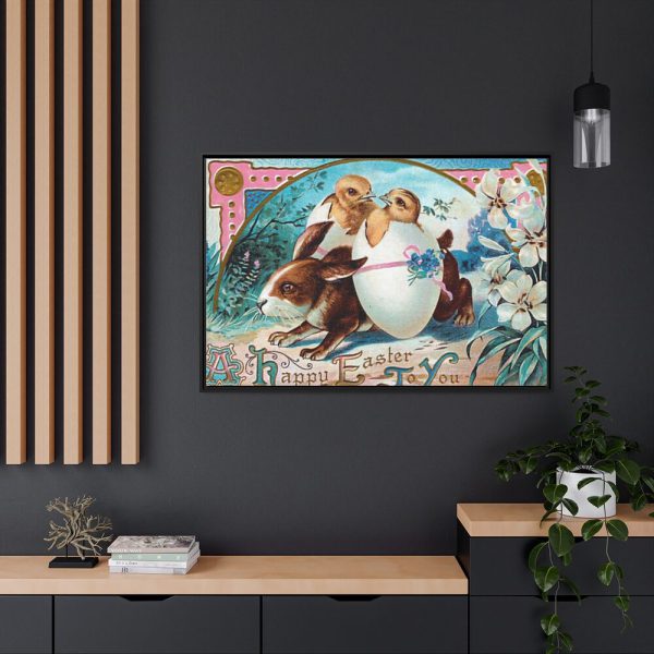 88289-184.jpg Vintage Easter Bunny Chick Framed Canvas
