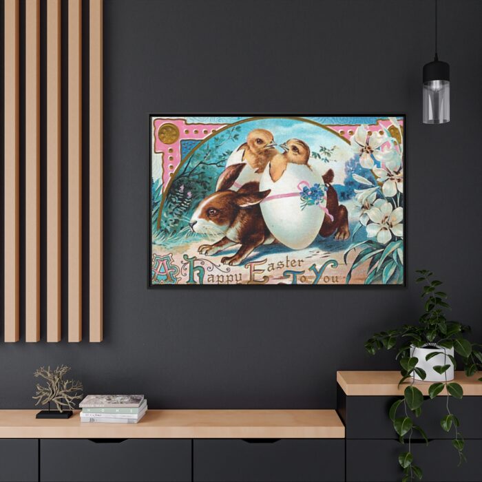 Vintage Easter Bunny Chick Framed Canvas - Image 5