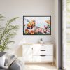 Chickens Chicks and Easter Bunny Framed Canvas