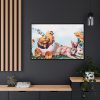 Chickens Chicks and Easter Bunny Framed Canvas