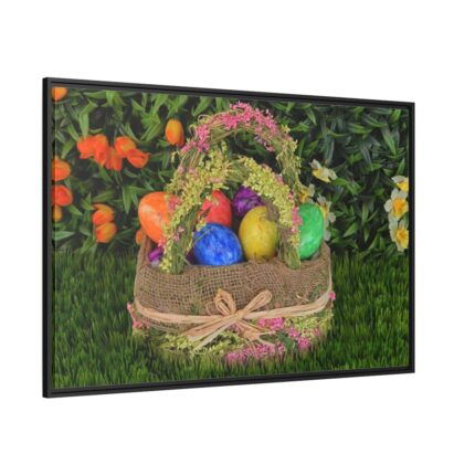Basket Easter Eggs Framed Canvas