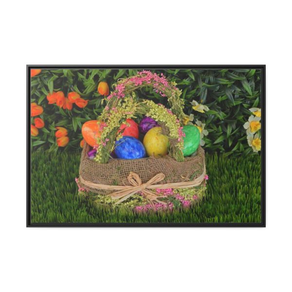 88289-226.jpg Beautiful Easter Egss in Basket on Grass Framed Canvas