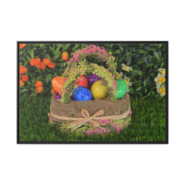 Beautiful Easter Egss in Basket on Grass Framed Canvas - Image 2