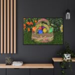 Beautiful Easter Egss in Basket on Grass Framed Canvas - Image 5