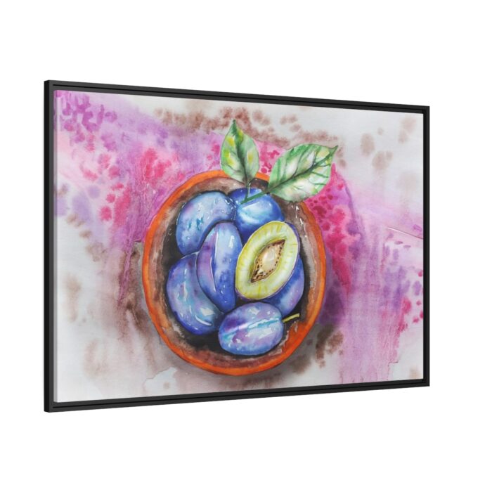 Plums, Plate, Fruit, Vitamins Framed Canvas - Image 1