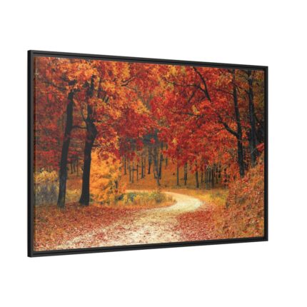Fall Autumn Red Season Woods Framed Canvas