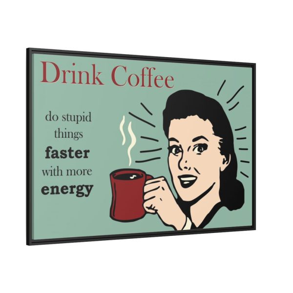 88289-345.jpg Retro Coffee Drinking Woman Framed Canvas