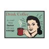 88289-346.jpg Retro Coffee Drinking Woman Framed Canvas