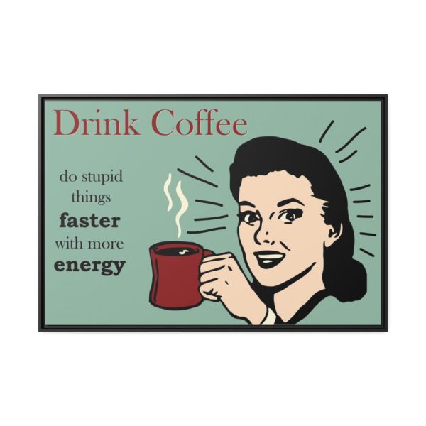 88289-346.jpg Retro Coffee Drinking Woman Framed Canvas