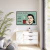 88289-348.jpg Retro Coffee Drinking Woman Framed Canvas