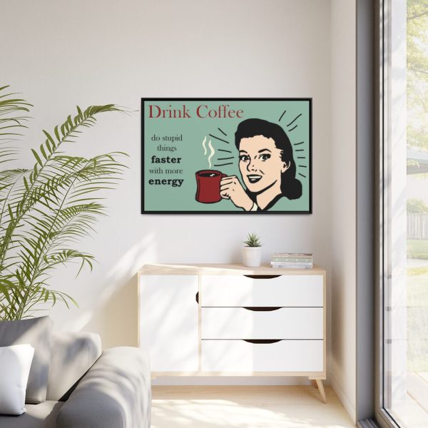 88289-348.jpg Retro Coffee Drinking Woman Framed Canvas