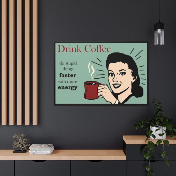 88289-349.jpg Retro Coffee Drinking Woman Framed Canvas