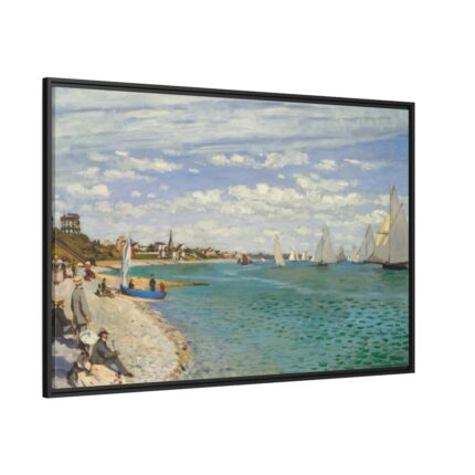 Regatta at Sainte-Adresse by Claude Monet Framed Canvas