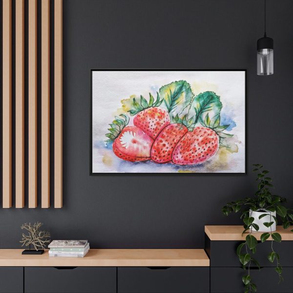 88289-409.jpg Strawberry, Watercolor, Drawing Framed Canvas