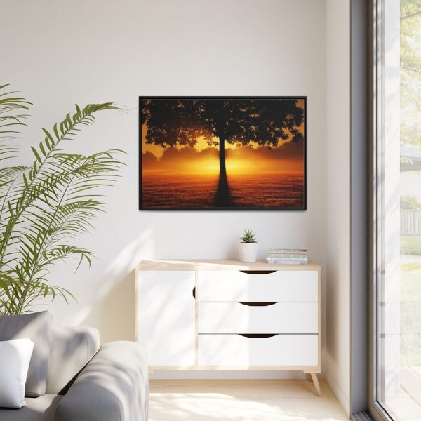 88289-443.jpg Sunrise Tree Silhouette Nature Framed Canvas