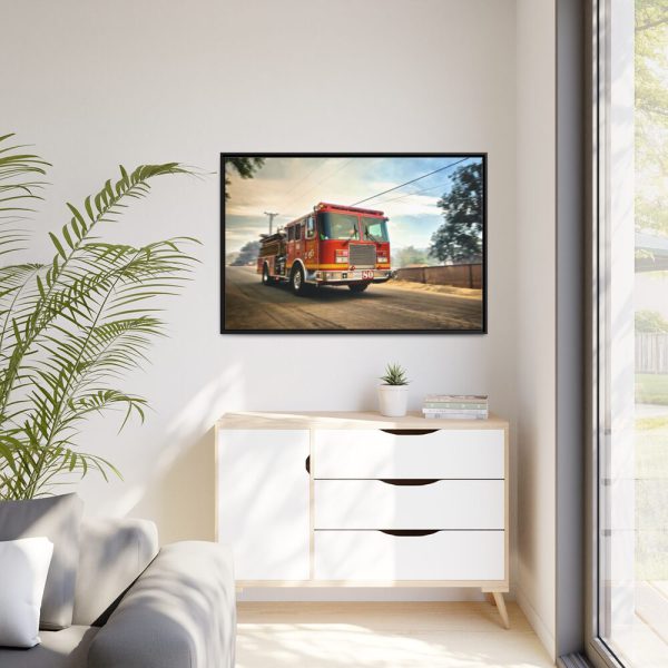 88289-48.jpg Speeding Fire Truck Framed Canvas