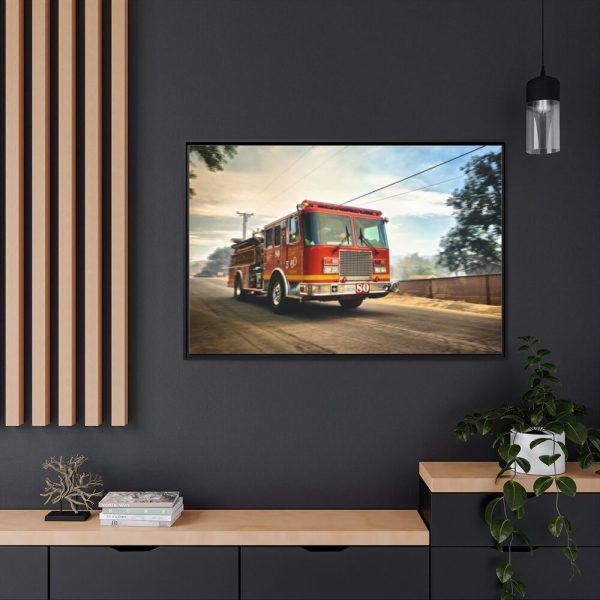 88289-49.jpg Speeding Fire Truck Framed Canvas