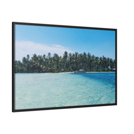 Boat Moored at an Island  Framed Canvas