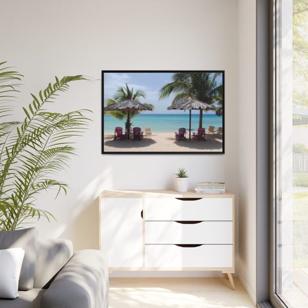 88289-503.jpg Sunny Beach With Palm Tree Framed Canvas