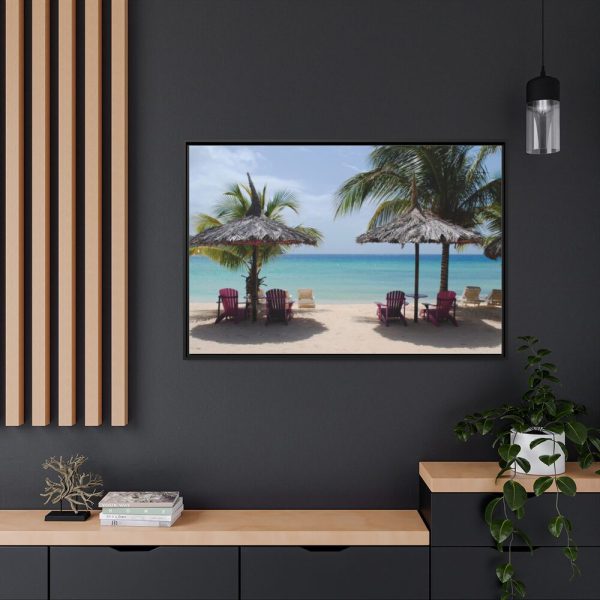 88289-504.jpg Sunny Beach With Palm Tree Framed Canvas