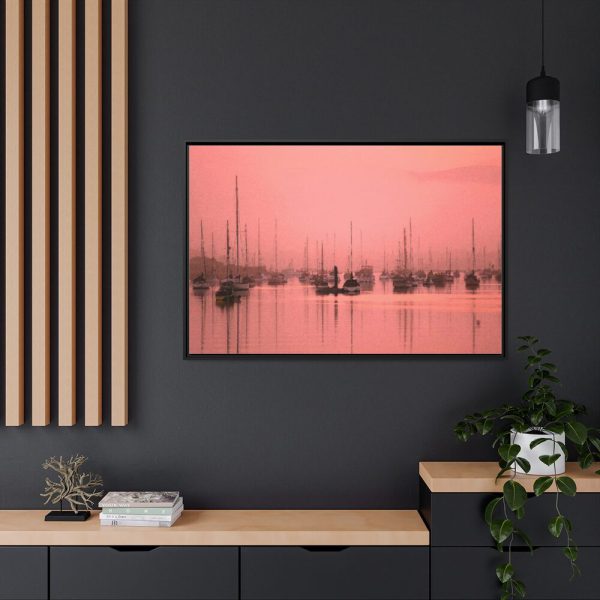 88289-509.jpg Pink Photo With Boats Framed Canvas