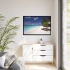 Tropical Beach, Trees, Shoreline in Summer Framed Canvas