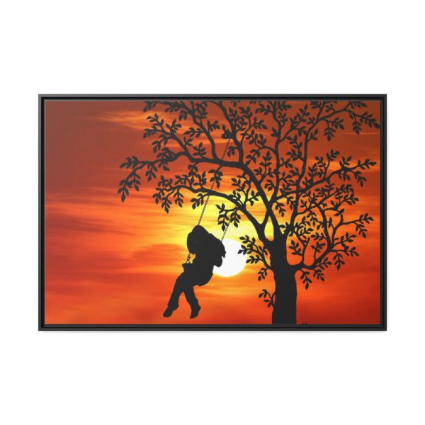 88289-591.jpg Sunset Girl Swing Silhouette Framed Canvas