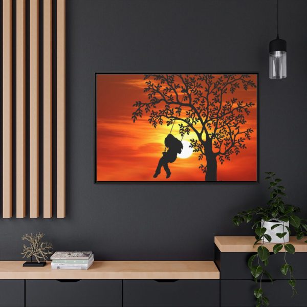 88289-594.jpg Sunset Girl Swing Silhouette Framed Canvas