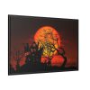 Halloween Mansion and Moon Framed Canvas