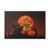 Halloween Mansion and Moon Framed Canvas