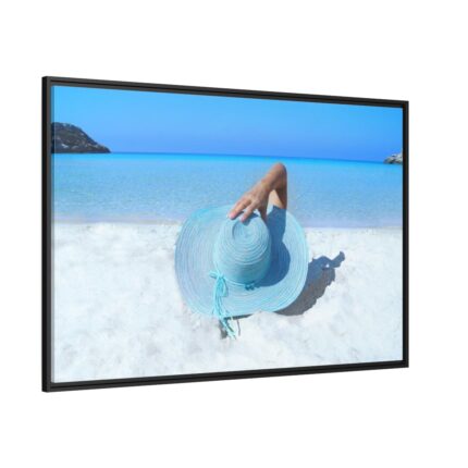 Woman On The Beach Framed Canvas