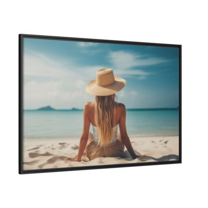 Young Woman On The Beach Framed Canvas