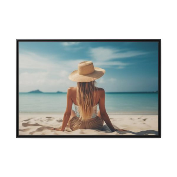 Young Woman On The Beach Framed Canvas