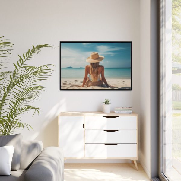Young Woman On The Beach Framed Canvas