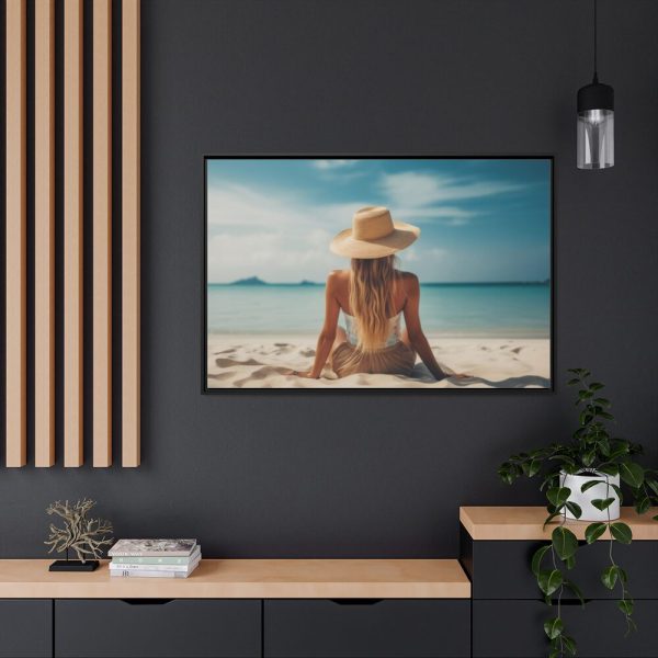 Young Woman On The Beach Framed Canvas