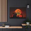 Halloween Mansion and Moon Framed Canvas