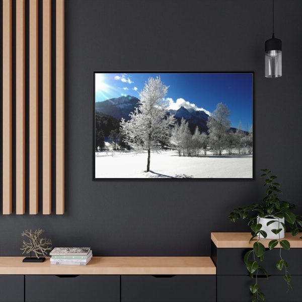 88289-659.jpg Blue Sky Cold Daylight Fosty Trees Framed Canvas