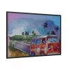 Vintage Hawaiian Bus Framed Canvas